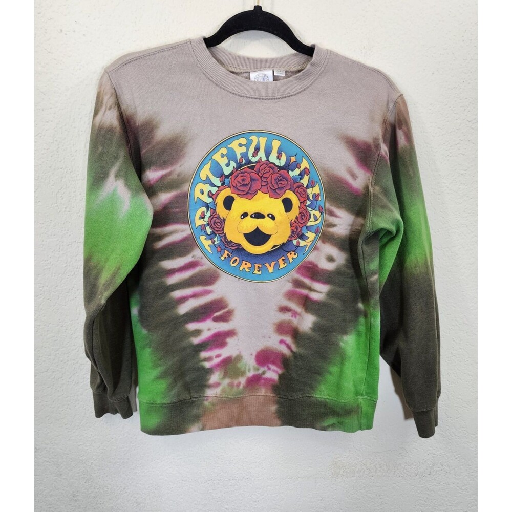 Grateful Dead Sweatshirt Women XS Tie Dye Bear Roses Crewneck Graphic Pullover
